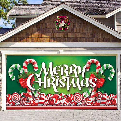 Christmas garage door cover, Candy Cane design