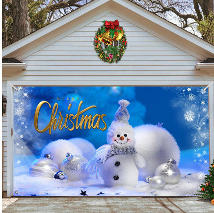 Christmas garage door cover, Snowman Gold design