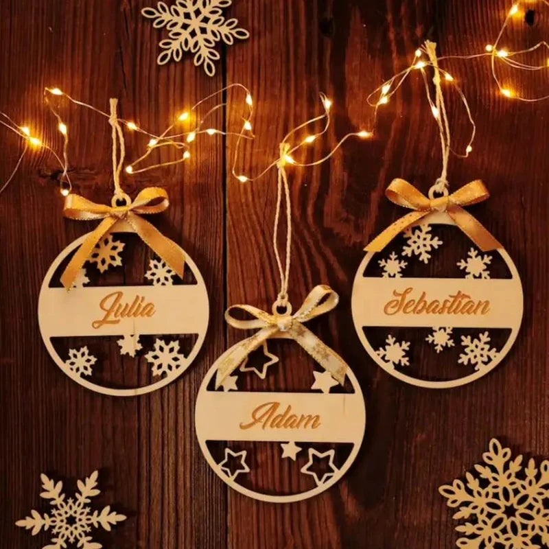 Personalized wooden name ornaments