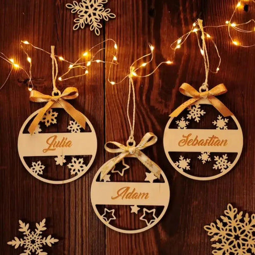 Personalized wooden name ornaments