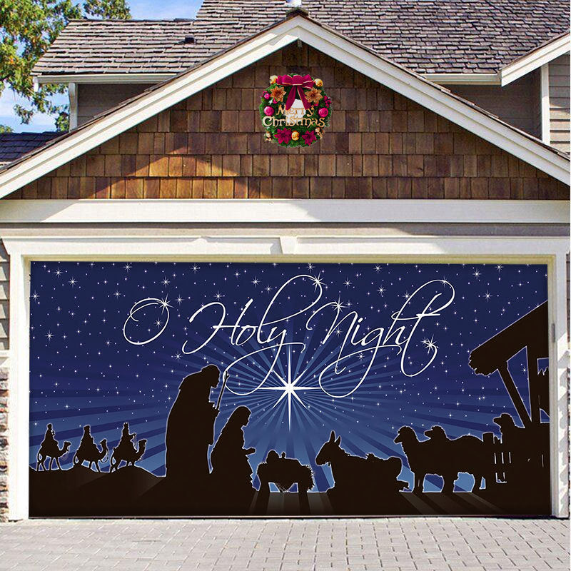 Christmas garage door cover, O Holy Night Nativity design