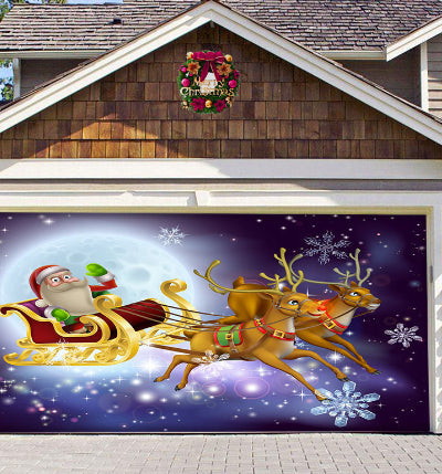 Christmas garage door cover, Moonlit Sleigh design