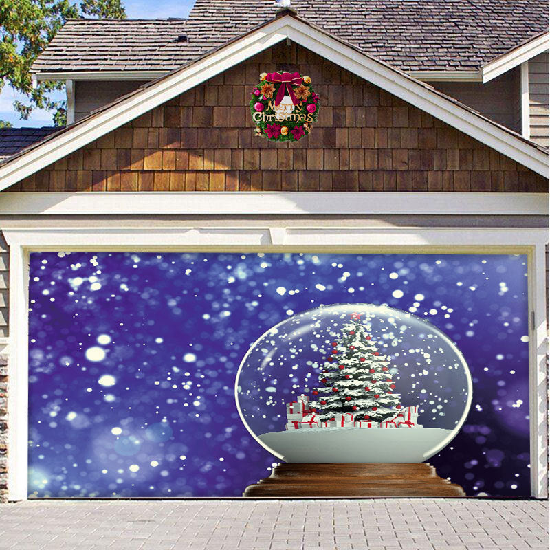 Christmas garage door cover, Snow Globe design